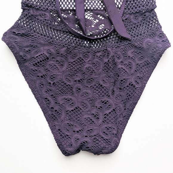 Becca Captured Purple Crochet One Piece Swimsuit - Picture 7 of 8